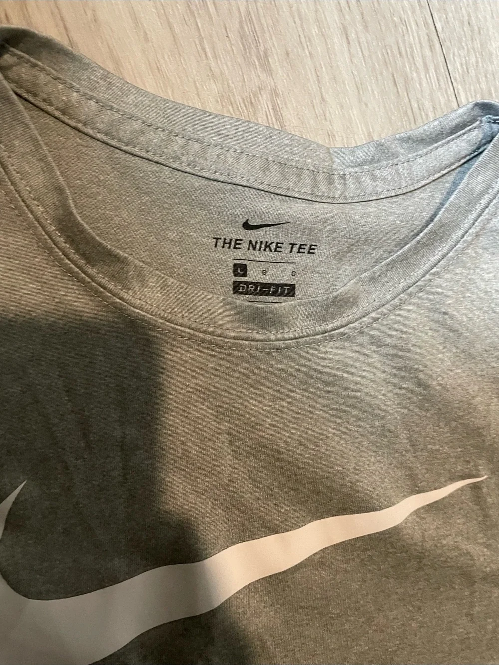 Nike Silver Short Sleeve Tee with White Swoosh